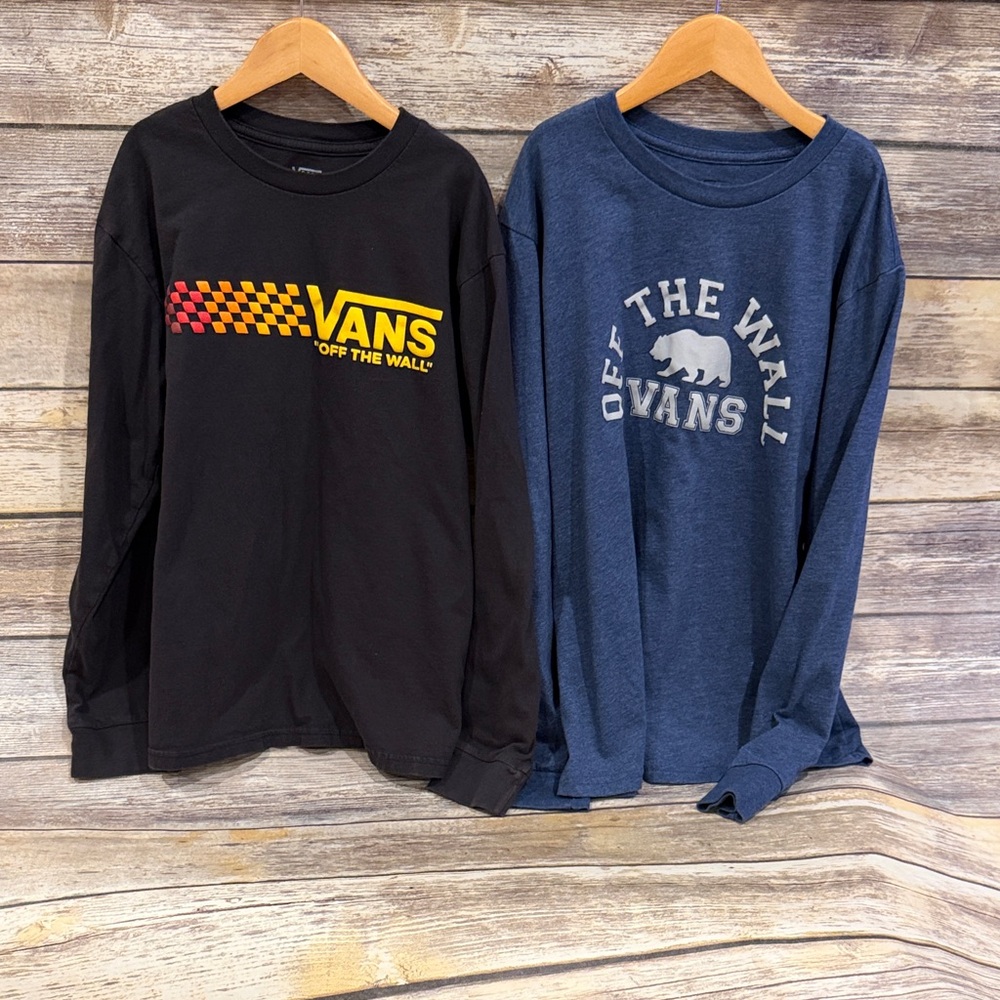 Vans Kids Long Sleeve Tees - Black and Navy - 2 shirts!